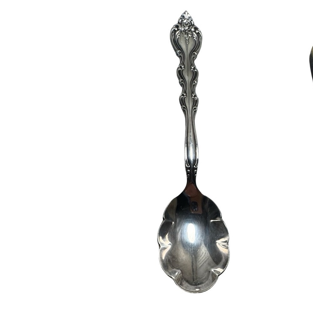 International Silver Wild Rose Sugar Spoon Silver Good Ornate Floral Scalloped